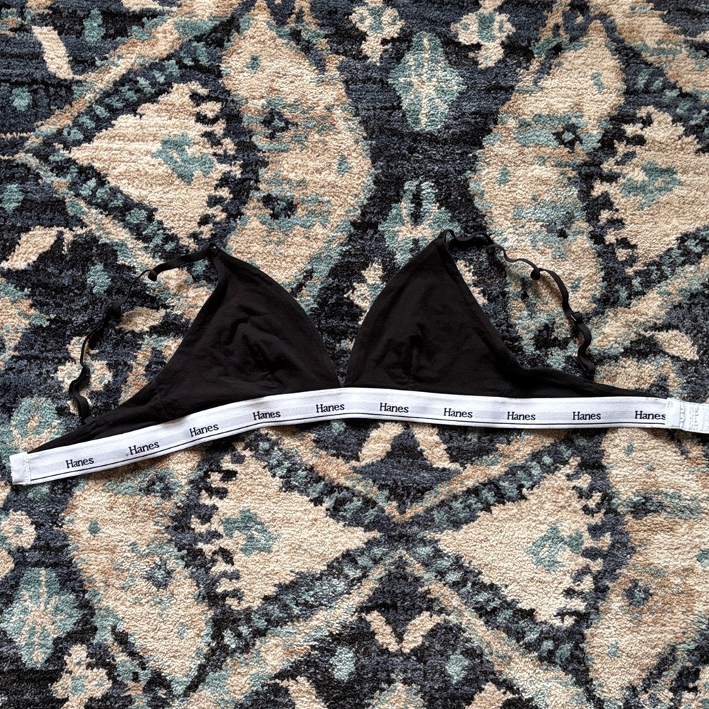 Hanes Women's Black Bralette with White Band